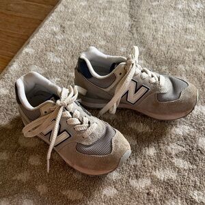 New Balance Kids Beige and Gray Suede Mesh Sneakers